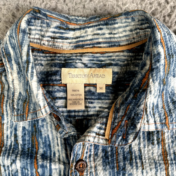 The Territory Ahead Shirt Men's Medium Geometric Button Up Gauze Long Sleeve - Picture 4 of 9